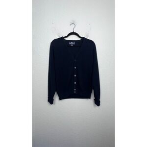 VTG Steeplechase Cardigan Sweater Mens Small‎ Navy Blue Knit V Neck Button Front